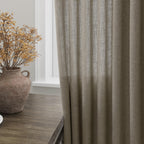 Mocha Linen Curtains 84 Inches Long for Bedroom Back Tab Light Filtering Privacy Semi Sheer Curtains Modern Farmhouse Decor Mocha Cotton Textured Curtain for Living Room 2 Panels Set 52x84 Inch
