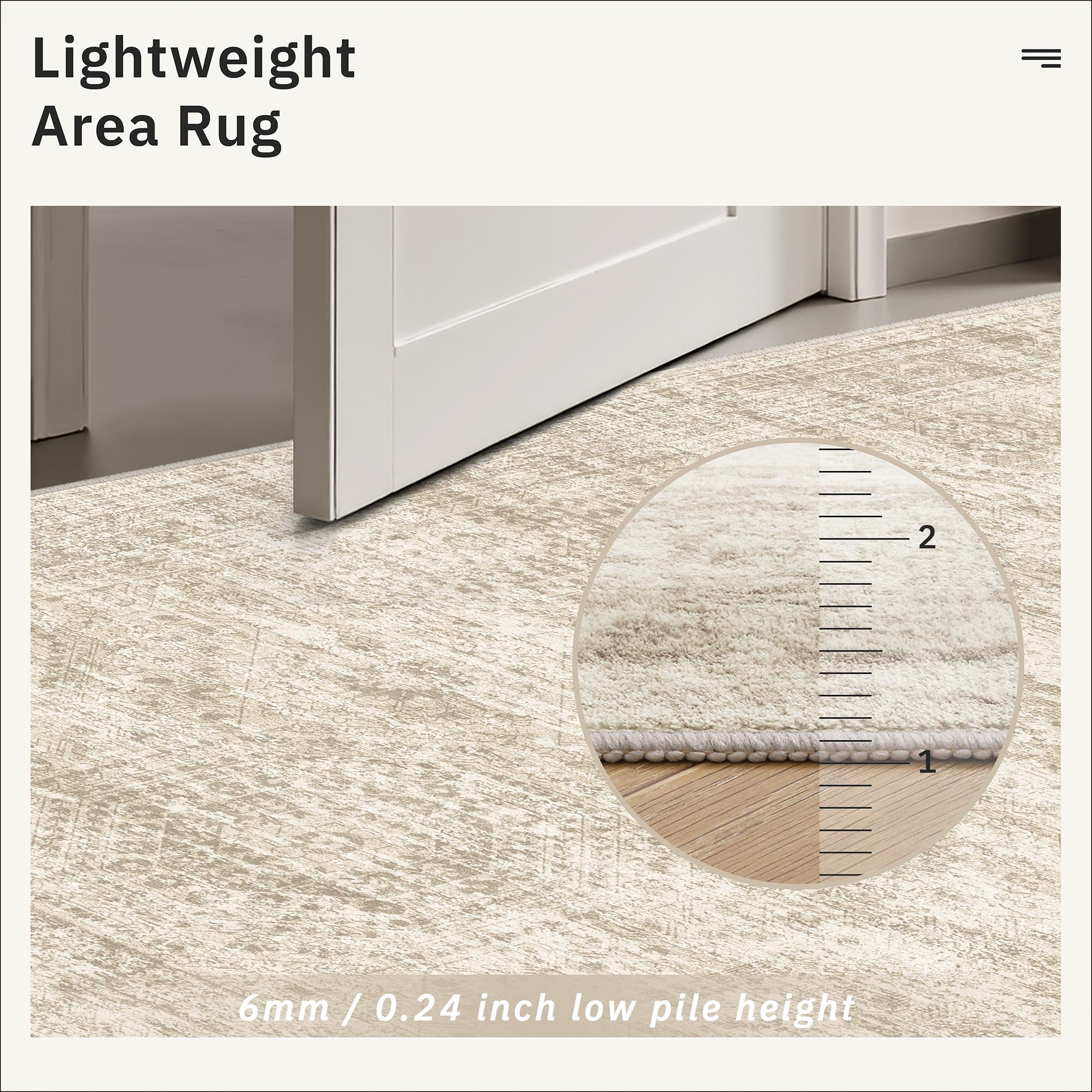 Soalmost 6x6 Beige Round Rug 6ft Circle Living Room Area Rugs Non-Slip