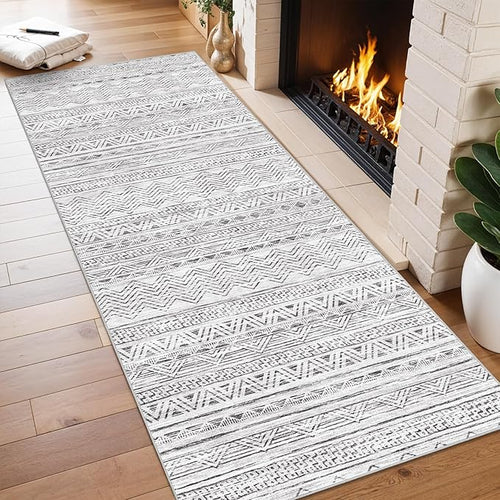 2x6 Runner Rug Washable Moroccan: Non Slip Kitchen Long Floor Mat Grey