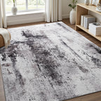 Toneed Abstract Area Rug Modern Washable Rug Soft Non Slip Rug Low Pile for Bedroom Living Room Dining Room Coffee Brown 5x7 Feet