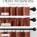 RYB HOME 100% Blackout Linen Textured Curtains 96 inches Long, Insulating Privacy Energy Saving for Bedroom Living Room Window Office Theater Dining Nursery, W 52 x L 96 in, Terracotta, 2 Panels