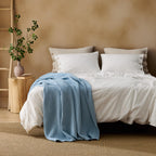 Bedsure 100% Cotton Muslin Throw Blanket Twin XL for Bed - 4-Layer Breathable and Lightweight Soft Gauze Muslin Blankets for Adults, PureWoven Thin Summer Blanket for College Dorm, Blue, 66x90 Inches
