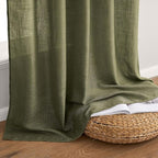 MIULEE Light Olive Green Linen Curtains 90 Inch Long 2 Panels for Bedroom Living Room, Soft Linen Textured Natural Window Drapes Semi Sheer Light Filtering Back Tab Rod Pocket Burlap Look Decor