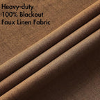 MIULEE Linen Curtains for Bedroom 100% Blackout Thermal Insulated Brown Grommet Room Darkening Curtains & Drapes Fall Decor for Living Room Nursery 52 x 54 Inch (2 Panels)