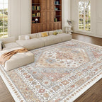 zesthome 8x12 Area Rugs,Stain Resistant Washable Rug,Ultra-Thin Rugs for Living Room,Bedroom,Non-Slip Backing Home Decor Large Area Rug (Orange,8'x12')