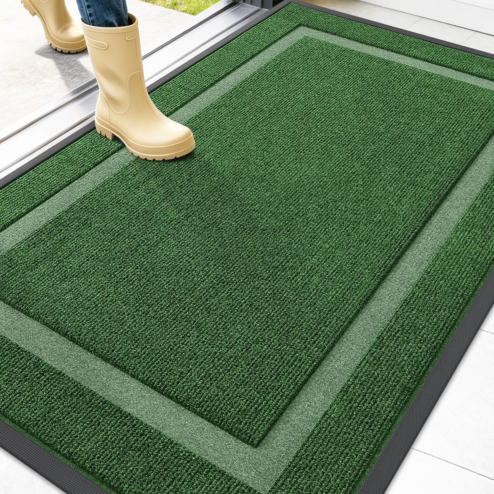 OLANLY Front Door Mat Outside 47x32, All-Season Heavy-Duty Rubber Doormat