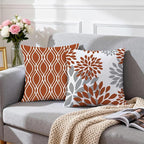 Hexagram Geometric Burnt Orange Pillow Covers 20x20 Set of 4, Decorative Outdoor Boho Modern Throw Pillow Covers, Home Sweet Home Farmhouse Cushion Case for Couch Sofa Bedroom Indoor Decor(No Insert)