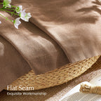 NICETOWN Linen Gold Brown Curtains for Living Room, Rustic Grommet Semi Sheer Linen Blend Privacy Assured with Light Filtering for Living Room/Bedroom, W55 x L96, 2 Panels