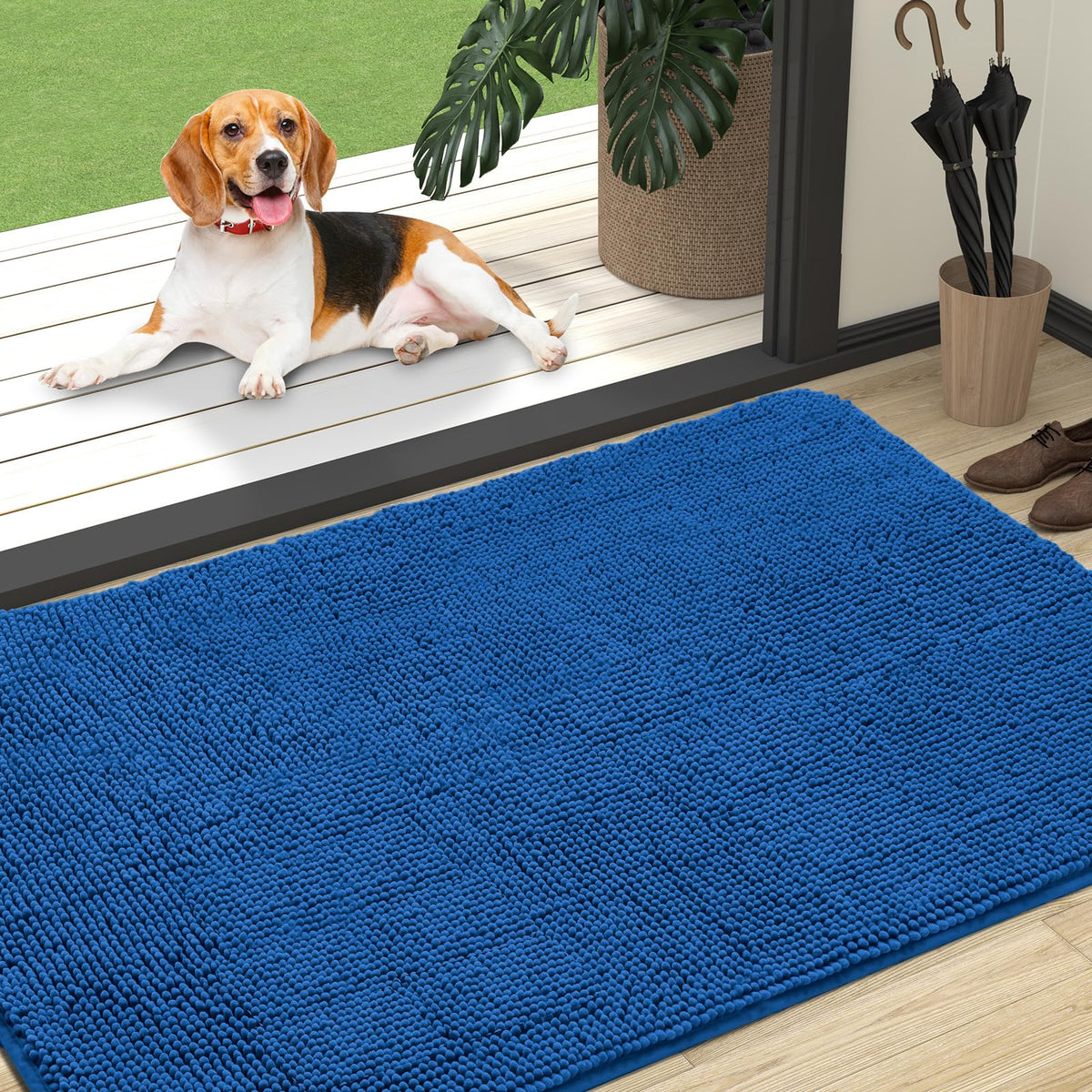 OLANLY Dog Door Mat for Muddy Paws 47x32, Super Absorbent Chenille Mud Mat