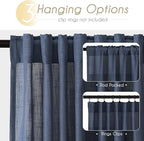 Navy Blue Curtains for Living Room Back Tab Modern Farmhouse Semi Sheer Blue Curtains 72 inches Long 2 Panels Set Muted Neutral Window Curtain for Dining Room Bedroom 60x72