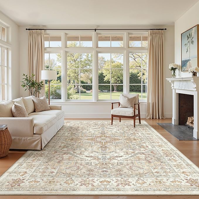 zesthome 5x7 Area Rugs for Living Room,Large Washable Rug,Orange