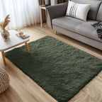 OLANLY 3x5 Machine Washable Small Bedside Rug, Soft Fluffy Shaggy Rugs for Living Room, Bedroom, Indoor Floor Carpet for Kids Girls and Boys, Preppy Dorms, Nursery, Home Decor Aesthetic, Olive Green