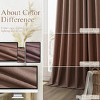 Guken Cappuccino 100% Blackout Linen Curtains 84 Inch Length 2 Panels Set for Living Room Bedroom Back Tab/Rod Pocket Thermal Insulated Farmhouse Black Out Drapes Room Darkening,52x84