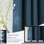 NICETOWN Faux Linen Stone Blue Blackout Curtains 84 inches Long for Living Room - Privacy Panels for Bedroom, Modern Farmhouse Style Easy Care Grommet Top, 2 Panels, W52 by L84