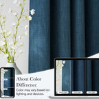 NICETOWN Faux Linen Stone Blue Blackout Curtains 84 inches Long for Living Room - Privacy Panels for Bedroom, Modern Farmhouse Style Easy Care Grommet Top, 2 Panels, W52 by L84