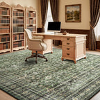 9x12 Area Rugs for Living Room, Green Washable Non-Slip Large Carpet