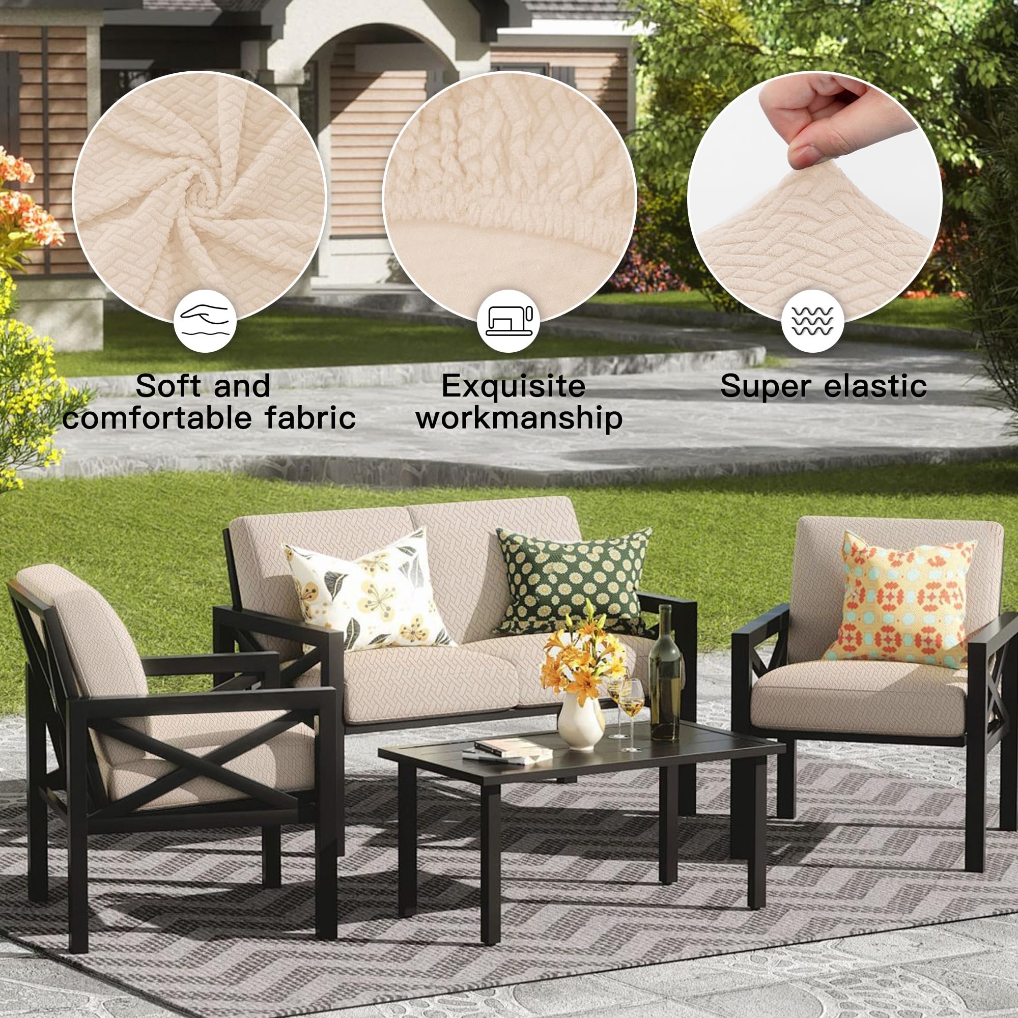 DREAHOTEXTIL 8Pcs Outdoor Cushion Covers, Patio Cushion Covers