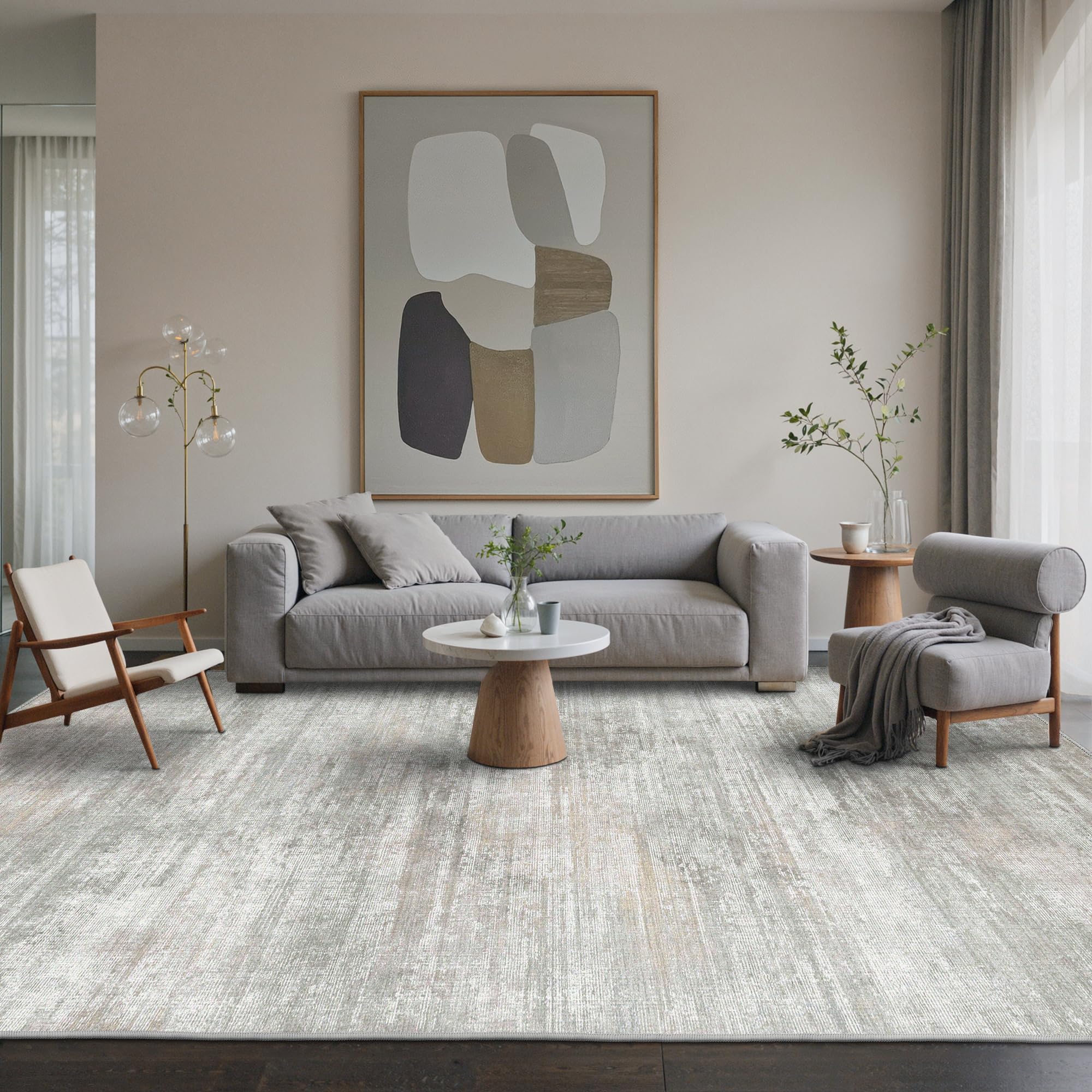 BEIMO 8x10 Area Rugs for Bedroom, Grey Beige Washable Abstract Rug