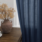 Denim Blue Linen Curtains 108 Inches Long for Living Room 2 Panels Set Extra Long Back Tab Curtain Semi Sheer Light Filtering Denim Blue Drapes Floor to Ceiling Curtains for Large Windows 52x108