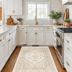 Restydon 3x5 Washable Area Rug for Entryway Non Slip Rugs, Cream/Beige