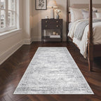 3x6 Runner Rug Non Slip, Thin Entryway Washable Rug for Entryway, Runners for Hallways, Low Pile Vintage Abstract Soft Rugs for Living Room, Kitchen, Bedroom (3'x6', Grey/Ivory)