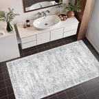 2x4 Washable Rug Runner for Bathroom, Soft Entryway Rug for Laundry Room, Kitchen, Vintage Abstract Hallway Runner for Bedroom, Anti-Slip Door Mat Indoor Entrance(2'x4', Grey/Ivory)