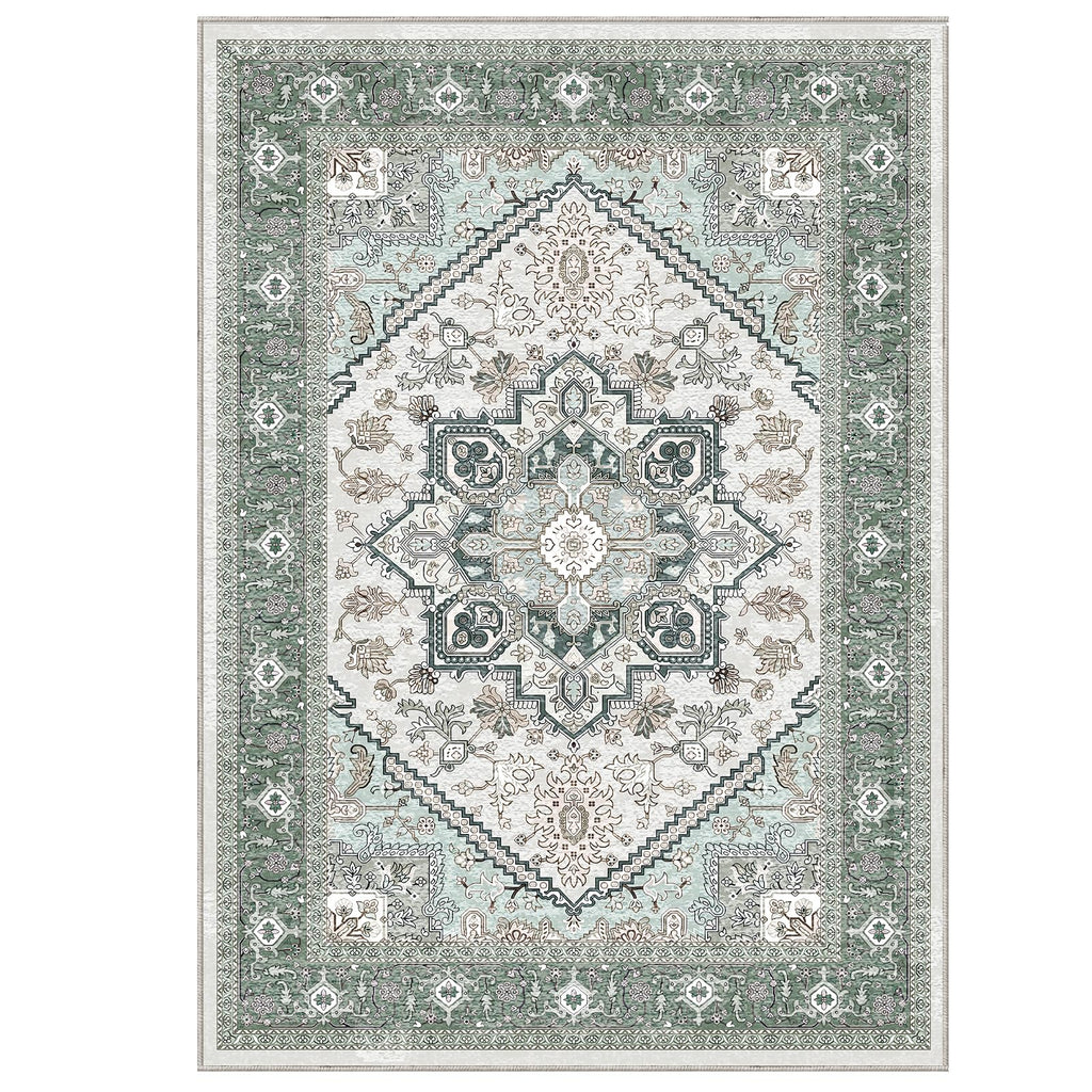 OPPODREAM Soft Area Rugs 9x12, Persian-Inspired Washable Rug, Green