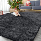 OLANLY 10x12 Machine Washable Large Area Rugs for Living Room, Bedroom, Soft Fluffy Shaggy Bedside Rug, Indoor Floor Carpet for Kids Girls and Boys, Dorms, Nursery, Home Decor Aesthetic, Black