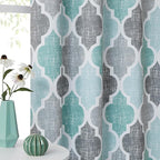 Beauoop Moroccan Valance Curtains for Kitchen Cafe Aqua Grey 52x18 1 Panel