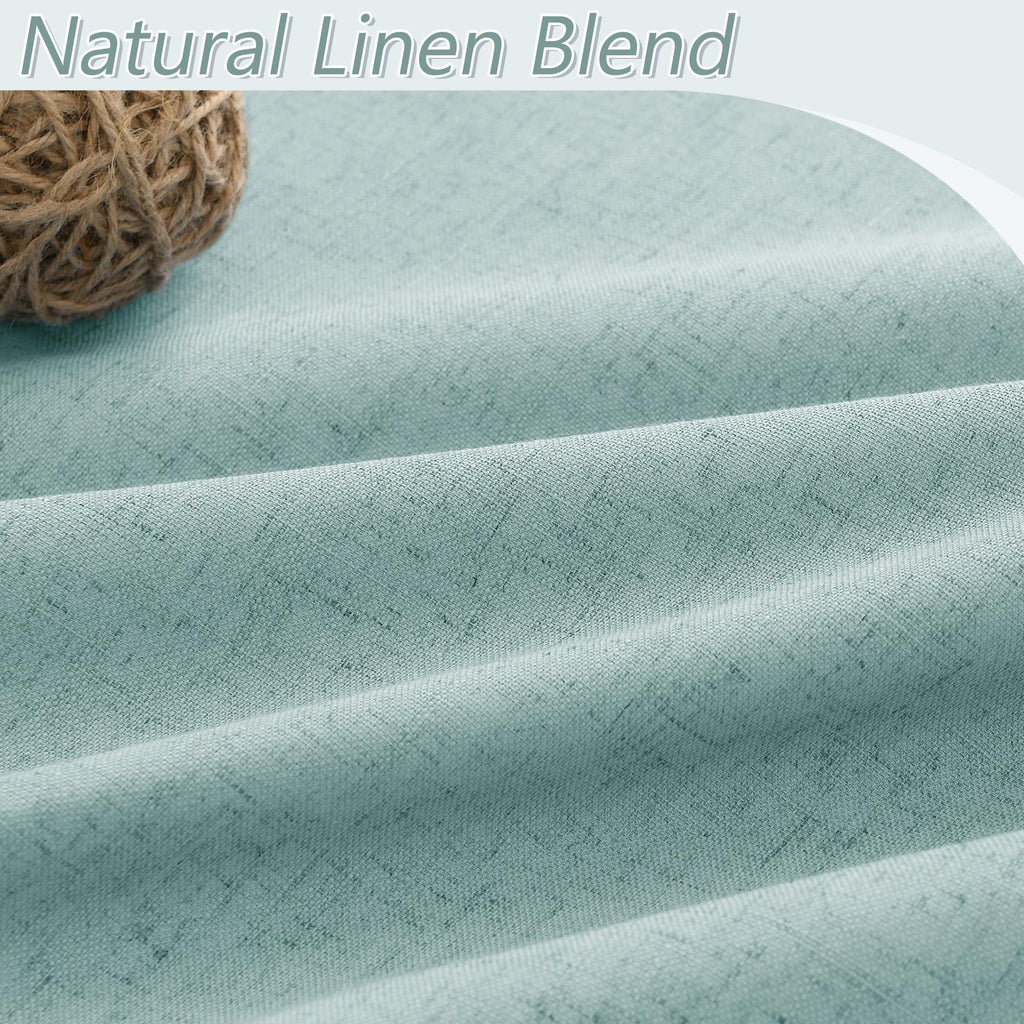 Guken Light Blue 100% Blackout Linen Curtains 100 Inch Length 2 Panels Set for Living Room Back Tab Thermal Insulated Black Out Drapes Room Darkening Farmhouse Style for Bedroom Window Curtains
