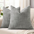 decorUhome Neutral Grey Chenille Euro Sham Throw Pillow Covers 26x26 Set of 2 Textured Soft Cozy Slubby Couch Pillow Covers Modern Farmhouse Boho Decorative Pillow Cases for Bed Sofa Living Room