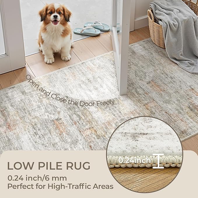 Restydon 2x5 Rug Runners for Hallways Non Slip,Kitchen Rugs,Green