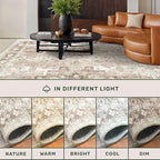 Boho Bathroom Rugs - Washable Non-Slip Soft Low Pile Area Rug for Entryway, Kitchen, and Indoor Spaces - Modern Farmhouse Design, Perfect for Boho Décor (2x3 Beige/Latte)