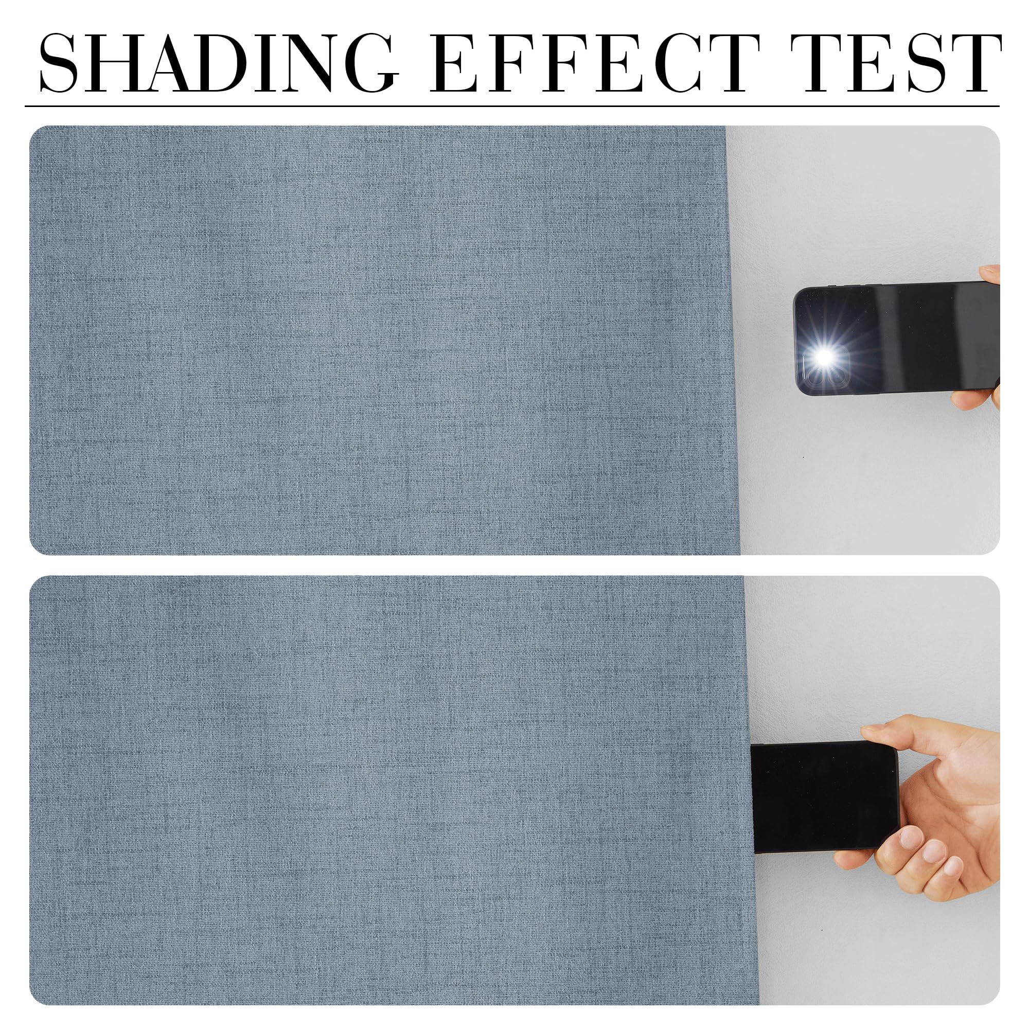 RYB HOME Smoky Blue 100% Blackout Curtains 63 Inch Long for Bedroom
