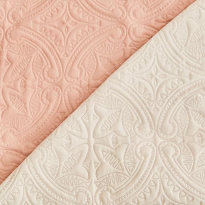 Great Bay Home Reversible Loveseat Cover - Washable Slipcover Furniture Protector with Elastic Straps - Perfect for Kids & Pets - Quilted & Stitched Detail (Dusty Rose/Taupe)