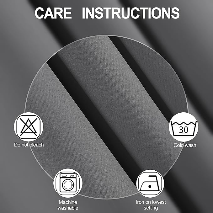 LEMOMO Grey Blackout Curtains/52 x 108 Inch/Set of 2 Panels Thermal Insulated Room Darkening Curtains for Bedroom