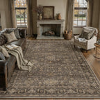 WondRg 10x14 Dark Brown Vintage Area Rug