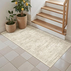 2x4 Washable Rugs for Kitchen, Floor, Entryway, Powder Room Small Area Rug Non-Slip Vintage Low Pile Throw Door Mat Beige
