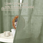LAMIT Short Linen Window Curtains 30 Inches Long 2 Panels 34 x 30 Inch