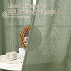 LAMIT Semi Sheer Linen Curtains 45 Inches Long 2 Panels for Small Window