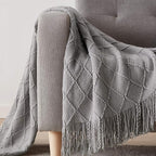 BOURINA Light Grey Throw Blanket 60x80 Inches Throw Textured Solid Soft Sofa Throw Couch Knitted Decorative Blanket