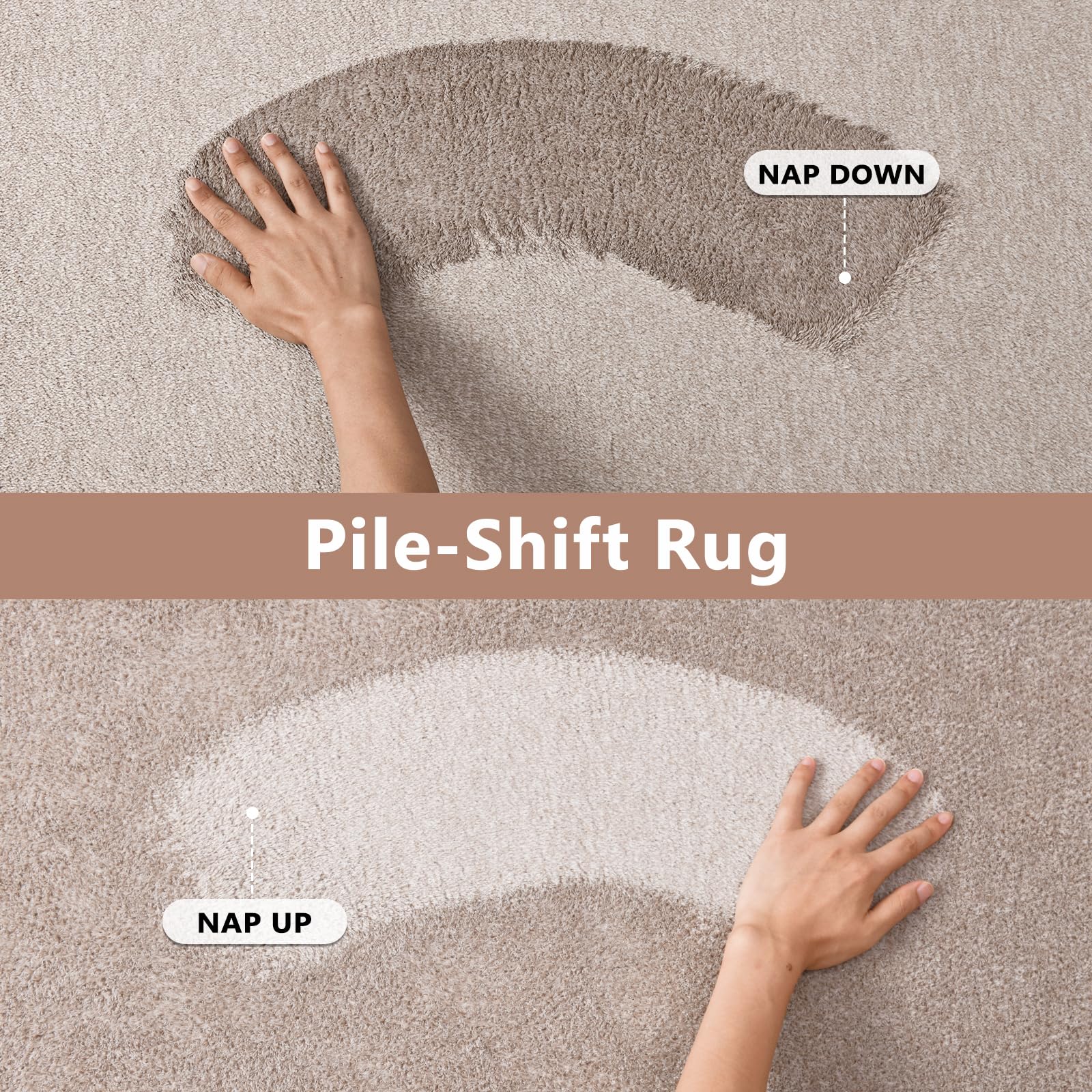 6x9 Large Oatmeal/White Area Rug Non-Slip Washable for Living Room Bedroom