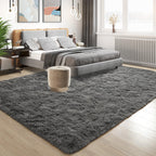 Tepook Area Rugs 9x12 for Living Room, Super Soft Fluffy Rugs for Bedroom, Modern Shaggy Rug Fuzzy Carpets for Kids, Plush Indoor Nursery Home Decor Rug with Non-Slip Bottom, Dark Grey