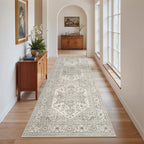 Madane Kitchen Runner 2'6''x8' Soft Rug Runners for Hallways, Beige/Brown