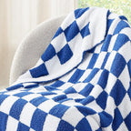 Bedsure Gentlesoft Checkered Twin Blanket for Couch - Soft Cozy & Warm Knit Navy Blue Throw Blanket, Breathable, Lightweight & Fluffy Plaid Blankets for Bed & Sofa, Gifts for Women Men, 60x80 Inches