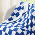 Bedsure GentleSoft Checkered Throw Blanket for Couch - Super Soft Cozy & Warm Knit Navy Blue Blankets, Breathable, Lightweight & Fluffy Plaid Blanket for Bed, Sofa, Gifts for Women Men, 50x60 Inches
