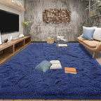 Tepook Super Soft Fluffy Rug for Bedroom, Modern Shaggy Fuzzy Kids Rugs for Living Room, Plush Indoor Nursery Home Decor Dorm Carpet with Non-Slip Bottom, Light Navy, 4 X 6 Feet