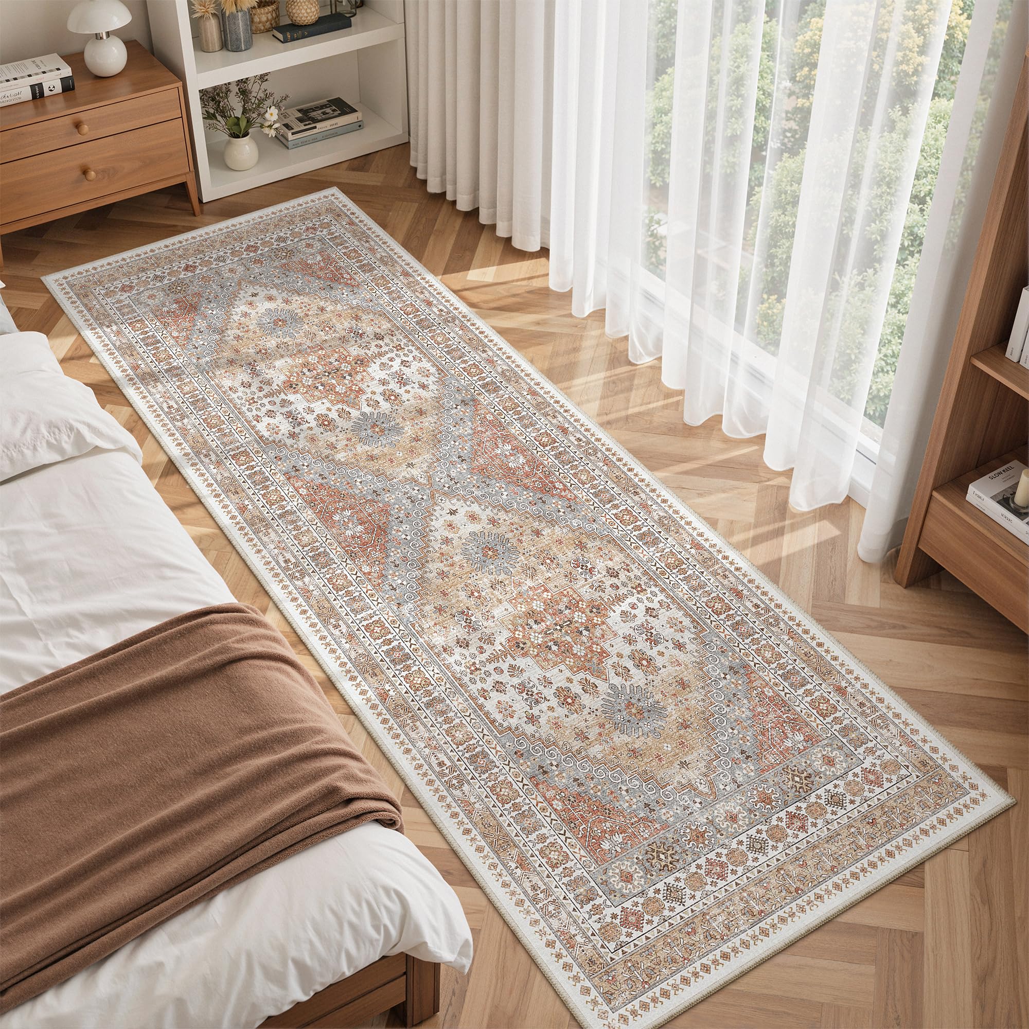 zesthome 2x6 Runner Rug Non Slip,Washable Hallway Runner Rug,Orange