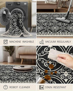Latte&Fog 5x7 Area Rugs for Living Room Bedroom, Vintage Washable Rug, Boho Non Slip Low Pile Carpet for Dining Room, Office, Dorm, Classroom, Farmhouse and Home Office