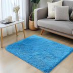 OLANLY 3x5 Machine Washable Small Bedside Rug, Soft Fluffy Shaggy Rugs for Living Room, Bedroom, Indoor Floor Carpet for Kids Girls and Boys, Preppy Dorms, Nursery, Home Decor Aesthetic, Bright Blue